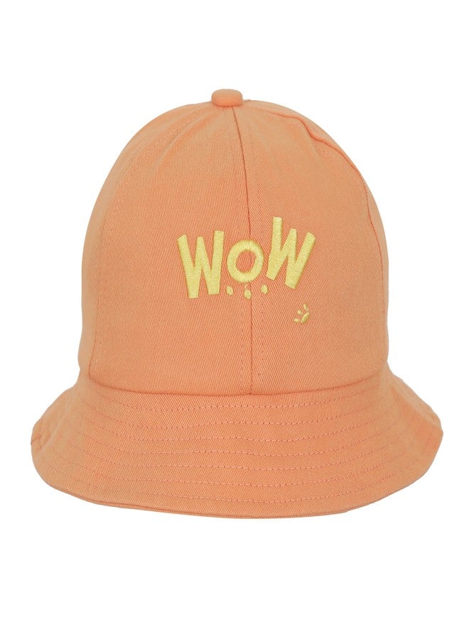 FabSeasons Kids Cotton Bucket Cap/Hat for Boys and Girls, for Sun Protection with Inner Elastic, fits for 3-8 Years (54 cm-Circumference) (Light Orange) - Image 1