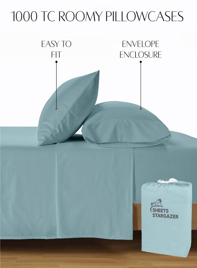SHEETS STARGAZER 1000 Thread Count 100% Egyptian Cotton Pillow Cases, Set of 2 Pillowcase, Long-Staple 100% Cotton Breathable, Soft Sateen Weave Bed Pillow Cover, 20 X 30 Inches Pillowcases Light Blue Standard Size - Image 3
