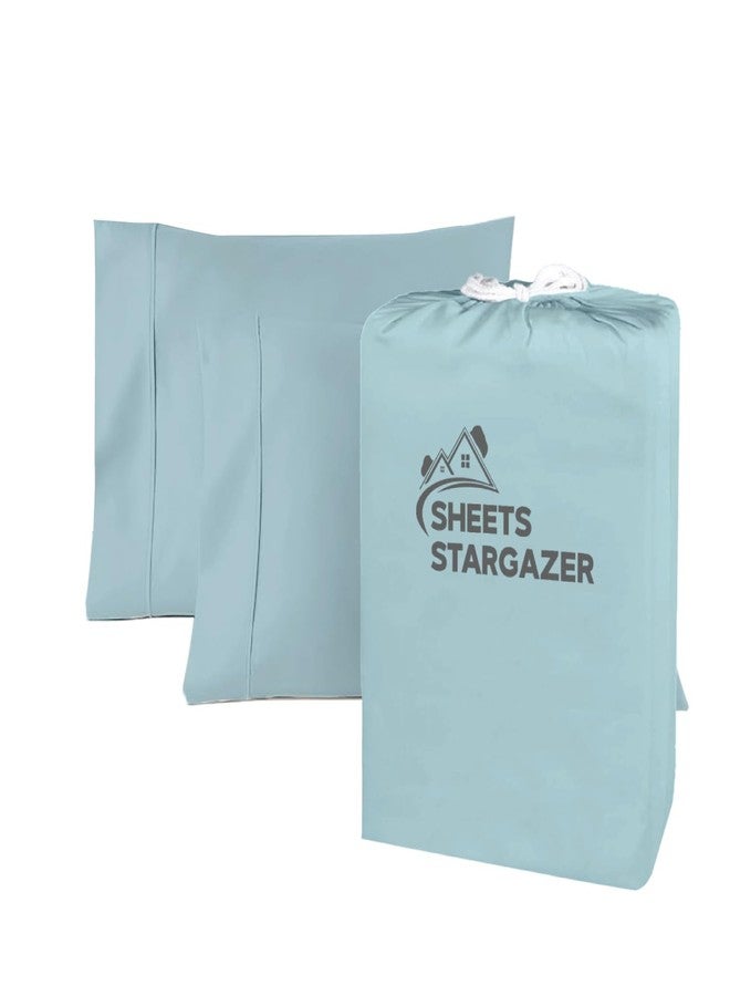 SHEETS STARGAZER 1000 Thread Count 100% Egyptian Cotton Pillow Cases, Set of 2 Pillowcase, Long-Staple 100% Cotton Breathable, Soft Sateen Weave Bed Pillow Cover, 20 X 30 Inches Pillowcases Light Blue Standard Size - Image 2