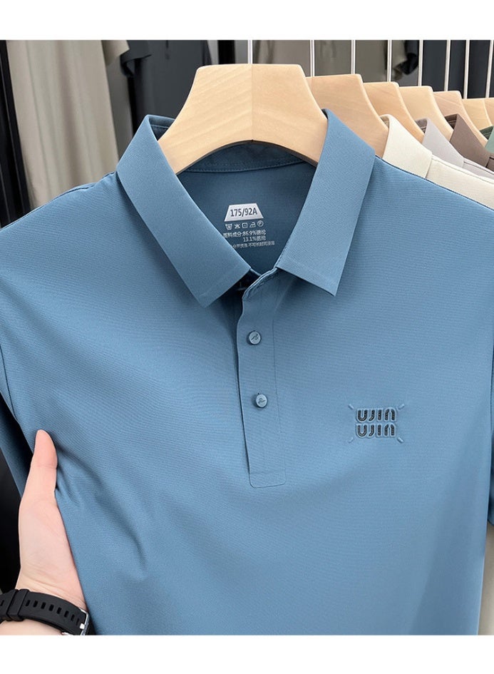 Uji High-End Short Sleeve Polo Shirt for Middle-Aged Men Casual Turn-down Collar Seamless Comfortable Summer Half Sleeve Top - Image 3
