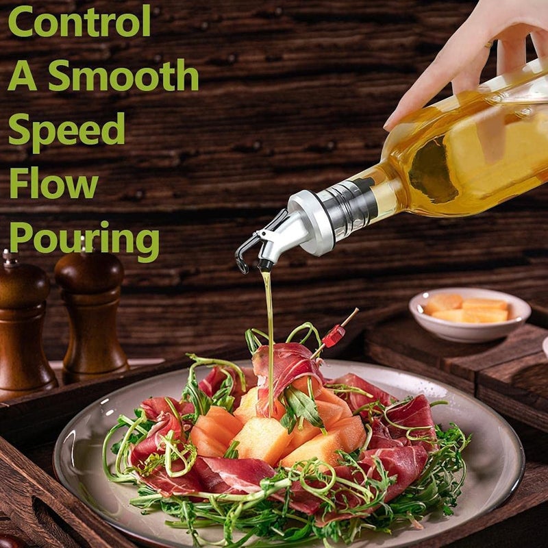 Home Stuffs Glass Oil Dispenser Vinegar Dispenser Salad Dressing Cruet Glass Bottle Olive Oil Bottles Dispenser Set of 2 - Image 4