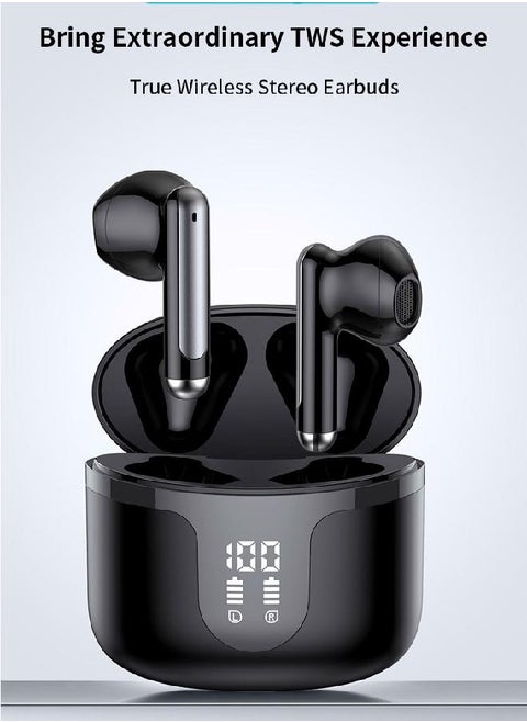 MARCAN True Wireless Stereo Earbuds, Bluetooth Earbuds Touch Control 24h Strong Endurance, Semi-in-Ear Bluetooth 5.3 Headphones,Feather-Like Wearing, Open-Ear Listening, Black