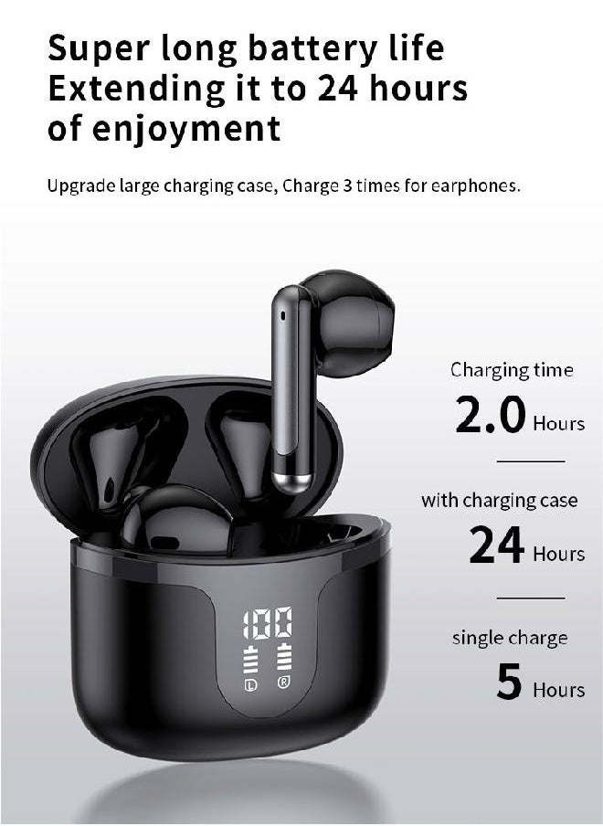 MARCAN MARCAN True Wireless Stereo Earbuds, Bluetooth Earbuds Touch Control 24h Strong Endurance, Semi-in-Ear Bluetooth 5.3 Headphones,Feather-Like Wearing, Open-Ear Listening, Black  - Image 5
