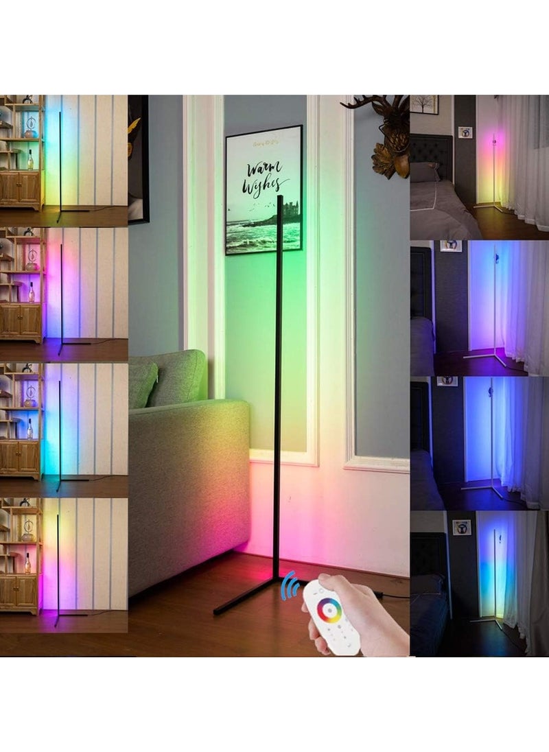Goeco Smart RGB Floor Lamp, LED Floor Lamp Ambient Background Light, Modern Minimalism Color Changing LED Dimmable Torchiere, Black, 142cm, 20W Cool for Living Room, Bedroom and Play Room DIY  - Image 1