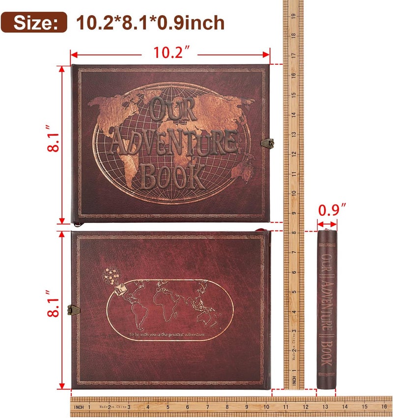 JIMBON Our Adventure Book Scrapbook 180 Pages Photo Album, DIY Handmade Memory Travel Diary Photo Book Journal Scrapbook,Embossed Letter Leather Cover for Anniversary,Wedding - Image 2