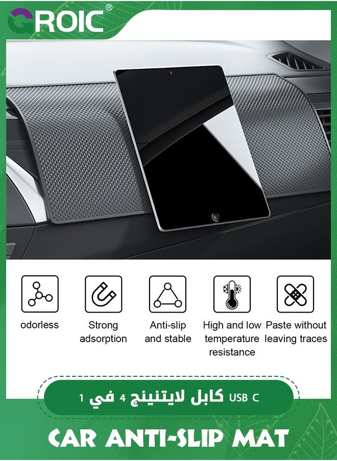 GROIC Grid Car Dashboard Anti-Slip Mat, Universal Car Dash Sticky Rubber Mat, Multifunctional Non-Slip Adhesive Pad Auto Dash Gripping Mat for Cell Phones, Keys, Coins, Sunglasses  - Image 4