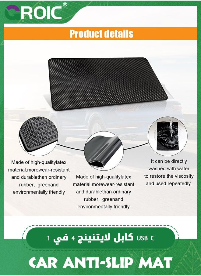 GROIC Grid Car Dashboard Anti-Slip Mat, Universal Car Dash Sticky Rubber Mat, Multifunctional Non-Slip Adhesive Pad Auto Dash Gripping Mat for Cell Phones, Keys, Coins, Sunglasses  - Image 5