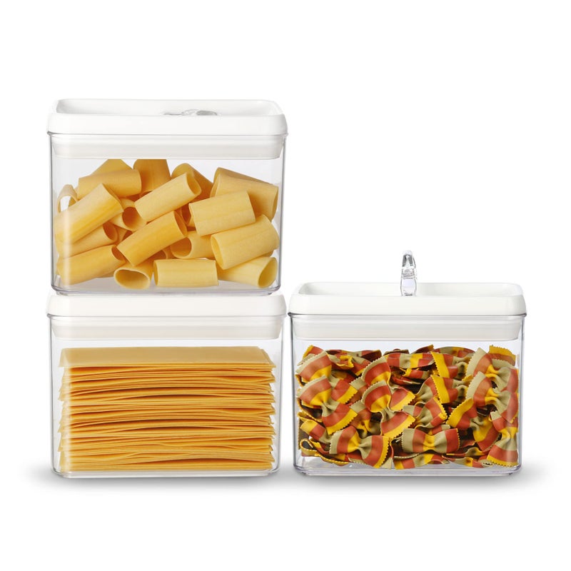 Felli Flip Tite Airtight Storange Container for Pantry Kitchen (White, 4", Rectangular 1.9qt 3pk) - Image 1
