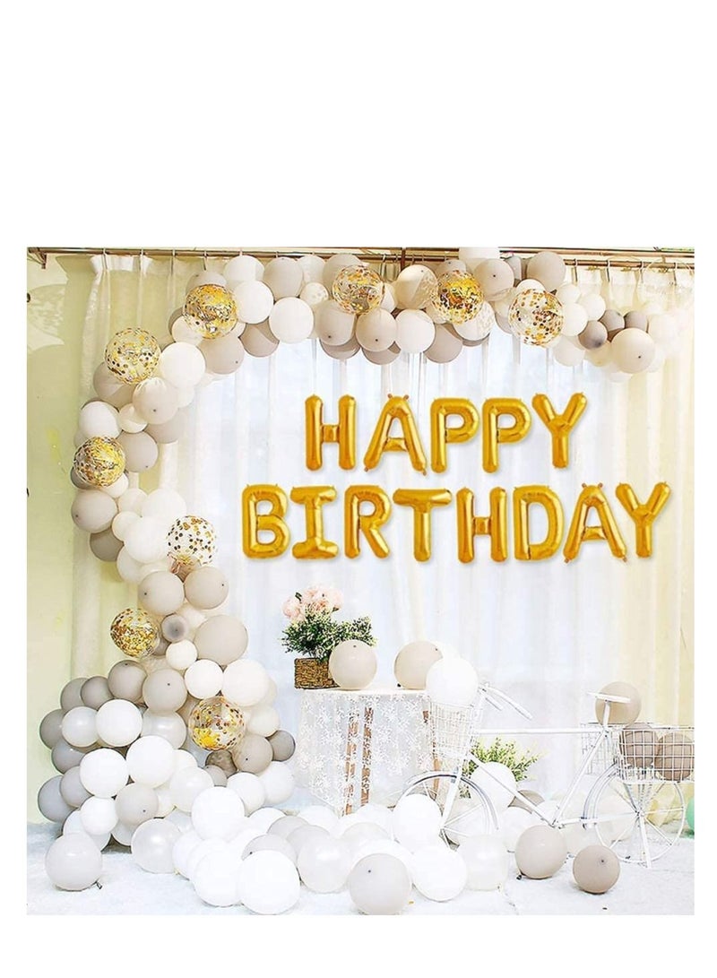 MARKQ Gold Happy Birthday Balloons Decoration Set with Foil Letter Balloons Banner, 6 Latex Balloons, 2 Star Balloons, 4 Confetti Balloons  - Image 4