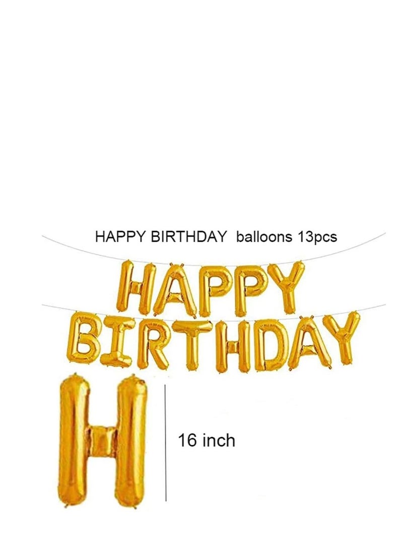MARKQ Gold Happy Birthday Balloons Decoration Set with Foil Letter Balloons Banner, 6 Latex Balloons, 2 Star Balloons, 4 Confetti Balloons  - Image 3