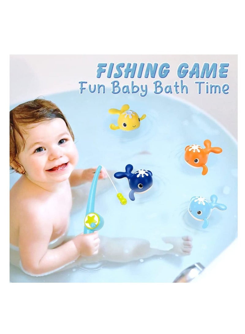 SYOSI Bath Toys Magnetic Fishing Games Wind-up Swimming Whales Water Table Pool Bath Fun Time Bathtub Tub Toy for Toddlers Baby Kids Infant Girls Boys Age 1 2 3 4 5 6 Years Old - Image 2