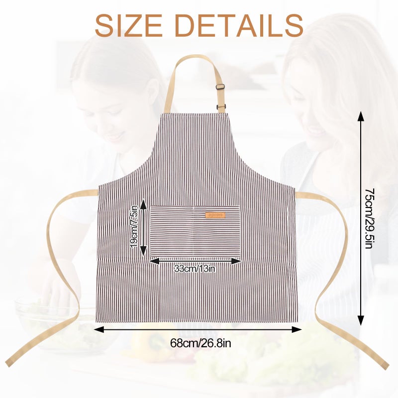 VALOME 2 Pack Kitchen Aprons, Apron for Cooking with 2 Pockets, Unisex Adjustable Neck Strap Chef Aprons for Men Women (BROWN & RED) - Image 2