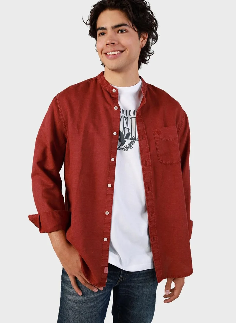 American Eagle Band Collar Regular Fit Shirt