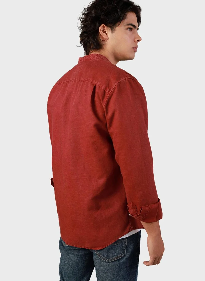 American Eagle Band Collar Regular Fit Shirt