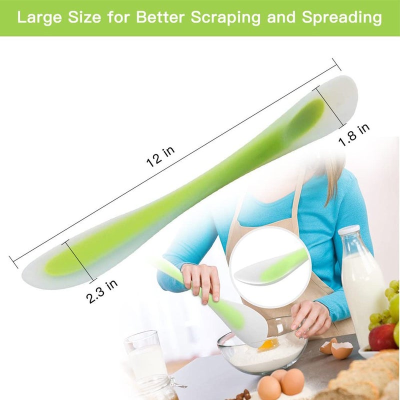 AUOCATTAIL Silicone Spatulas Scraper Spoon 2-in-1Heat Resistant Kitchen Gadget for Cooking Baking Spreading Mixing Supplie Cake Tool Ideal Gift Good Grip Home Utensil for Dad Mom Kitchen Gadget Accessory (Green) - Image 5