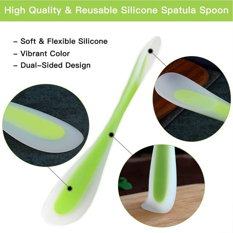 AUOCATTAIL Silicone Spatulas Scraper Spoon 2-in-1Heat Resistant Kitchen Gadget for Cooking Baking Spreading Mixing Supplie Cake Tool Ideal Gift Good Grip Home Utensil for Dad Mom Kitchen Gadget Accessory (Green) - Image 3
