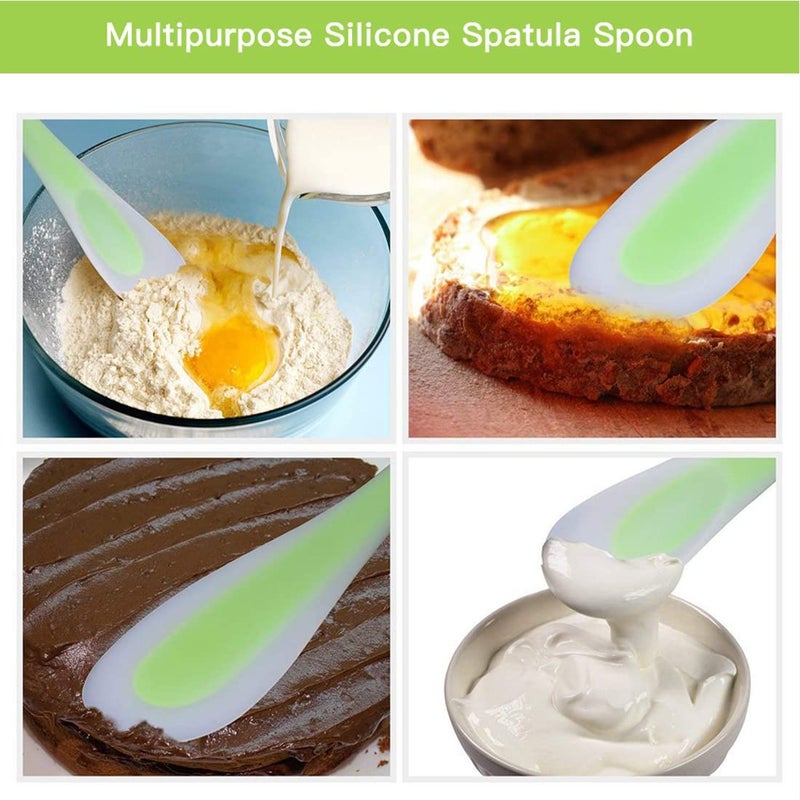 AUOCATTAIL Silicone Spatulas Scraper Spoon 2-in-1Heat Resistant Kitchen Gadget for Cooking Baking Spreading Mixing Supplie Cake Tool Ideal Gift Good Grip Home Utensil for Dad Mom Kitchen Gadget Accessory (Green) - Image 4