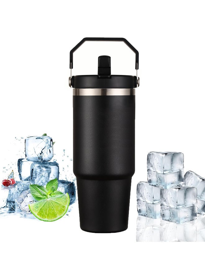 ZERIFAM Vacuum Insulated Tumbler with Lid, Stainless Steel 30oz Tumbler with Handle, Wall Thermal Water Bottle, Leakproof Travel Mug for Hot, Iced Drink, Home, Walk, Trval, Sport - Image 1