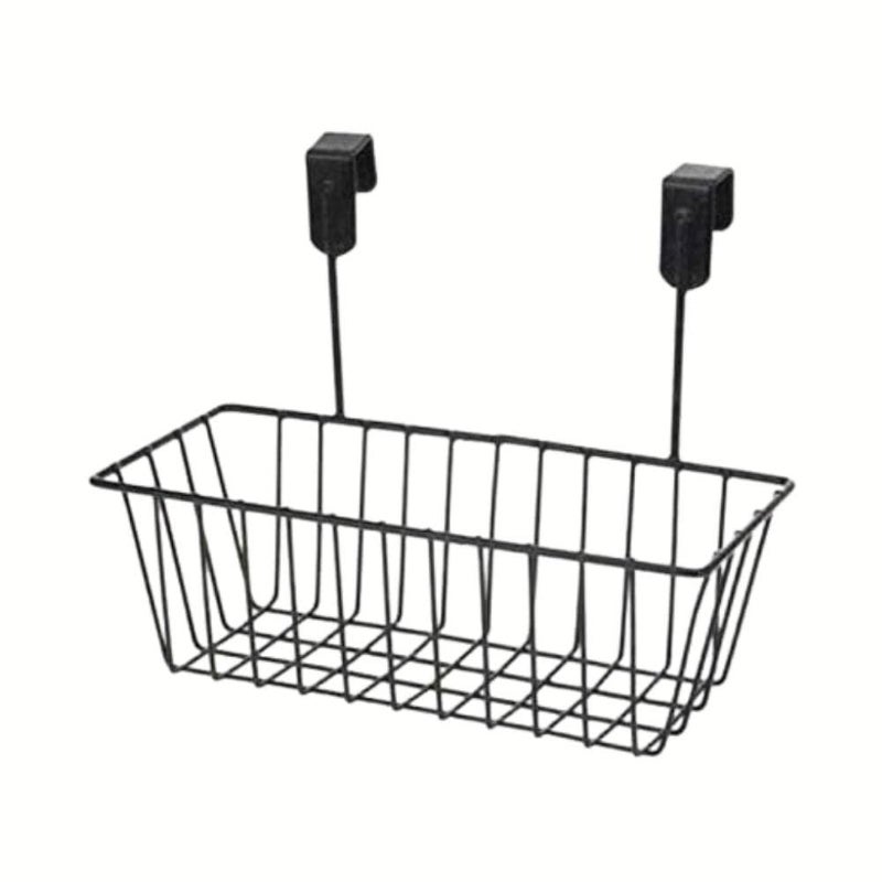 Go Hooked Go Hooked Metal Wire Multipurpose Over Door Basket Hanging Cabinet Storage Organizer Bin for Kitchen, Pantry Bathroom Black Space-Saving Versatile Heavy Sleek and Sturdy Duty Set of 1  - Image 1