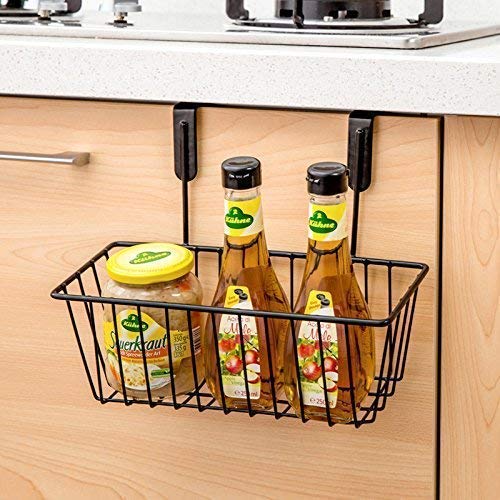 Go Hooked Go Hooked Metal Wire Multipurpose Over Door Basket Hanging Cabinet Storage Organizer Bin for Kitchen, Pantry Bathroom Black Space-Saving Versatile Heavy Sleek and Sturdy Duty Set of 1  - Image 3