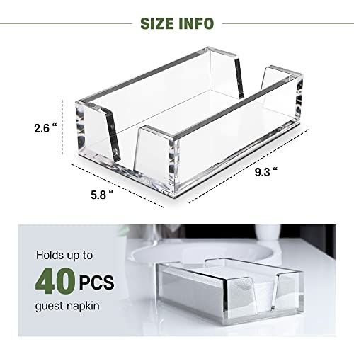LEVIMETREE Acrylic Guest Towel Holder Tray for Bathroom – Napkin Holder for Disposable Paper Towels, Hand Towel Organizer for Vanity or Bathroom, Clear Bathroom Accessory, 8.7 x 5.2 x 2.5 Inch Size - Image 3