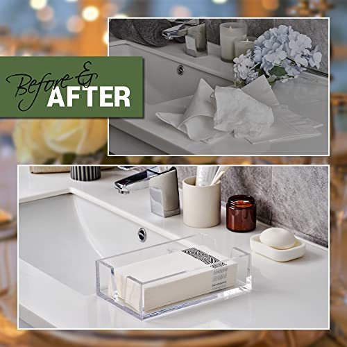 LEVIMETREE Acrylic Guest Towel Holder Tray for Bathroom – Napkin Holder for Disposable Paper Towels, Hand Towel Organizer for Vanity or Bathroom, Clear Bathroom Accessory, 8.7 x 5.2 x 2.5 Inch Size - Image 4