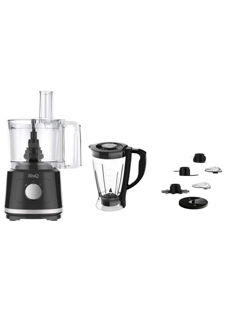BluQ Food Processor, 2.3L  Bowl, 1.5L 800 W Blender Jar with Stainless Steel - Image 1