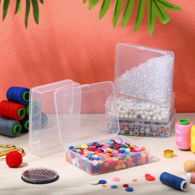 Jetec 6 Pieces Mini Plastic Clear Beads Storage Containers Box for Collecting Small Items, Beads, Jewelry, Business Cards, Game Pieces, Crafts (5 x 4 x 1.3 Inch) - Image 5