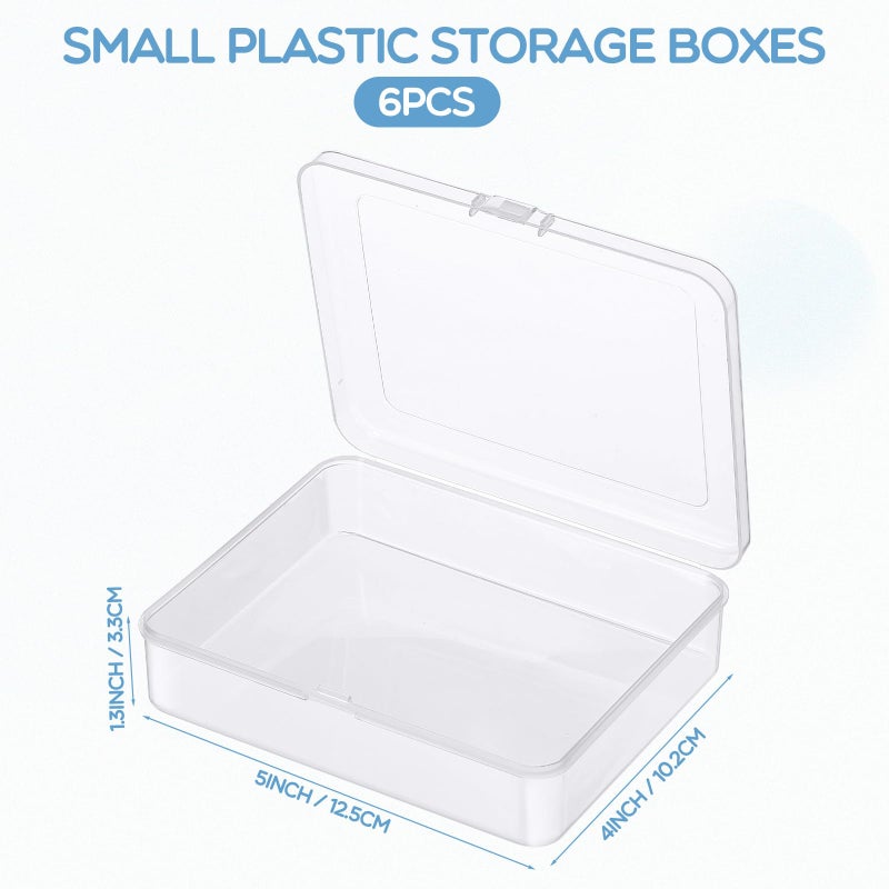 Jetec 6 Pieces Mini Plastic Clear Beads Storage Containers Box for Collecting Small Items, Beads, Jewelry, Business Cards, Game Pieces, Crafts (5 x 4 x 1.3 Inch) - Image 2