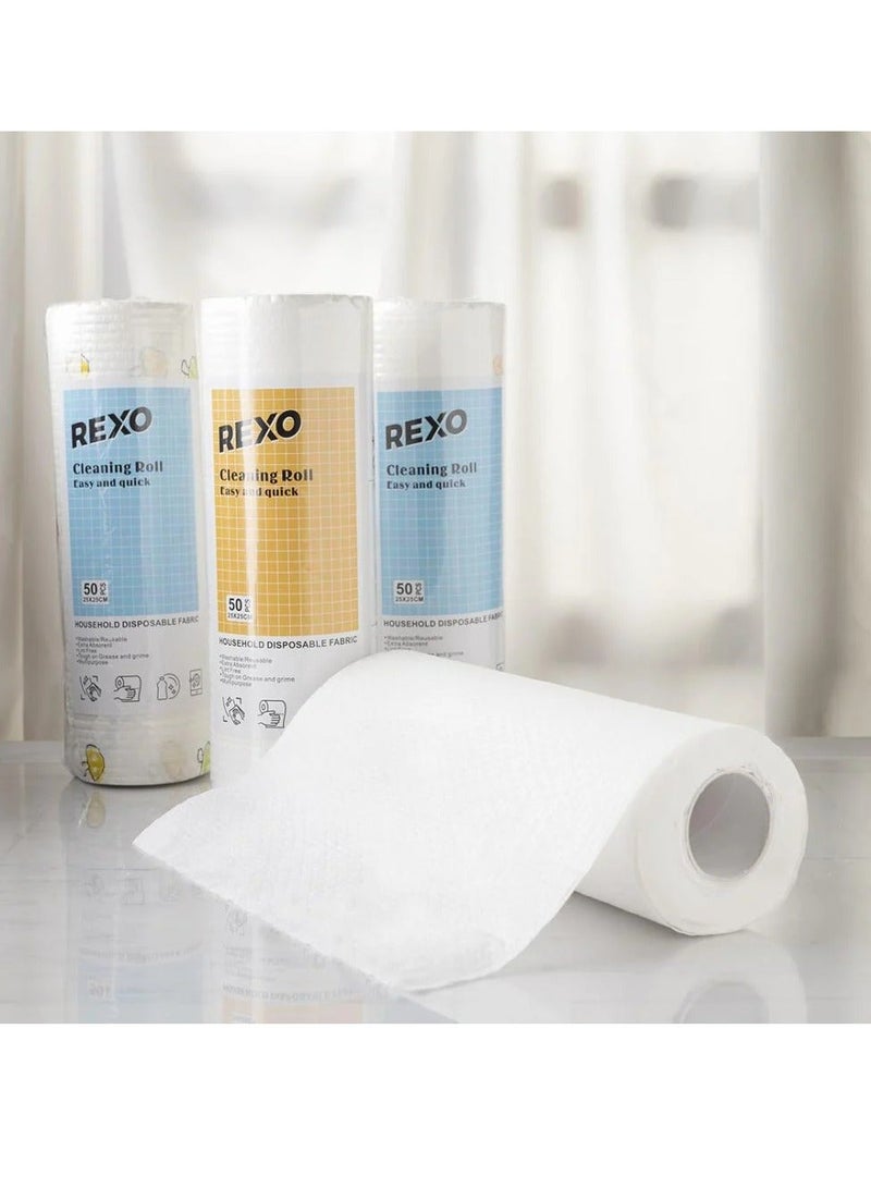 ركسو مناشف رول فاخرة لغسيل وتجفيف الأطباق – أبيض – قابلة لإعادة الاستخدام – 7عبوات - Image 2