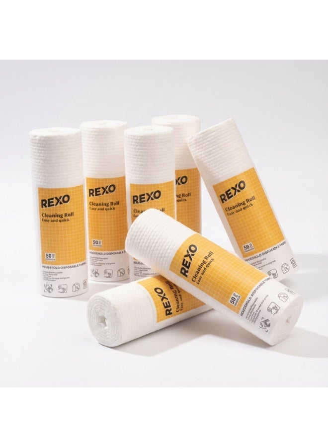 ركسو مناشف رول فاخرة لغسيل وتجفيف الأطباق – أبيض – قابلة لإعادة الاستخدام – 7عبوات - Image 1