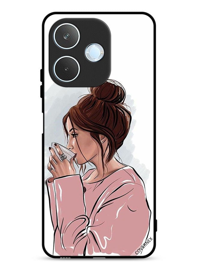 Covernex Oppo A5 Pro Protective Case Cover Girl Drinking Tea Art - Image 1