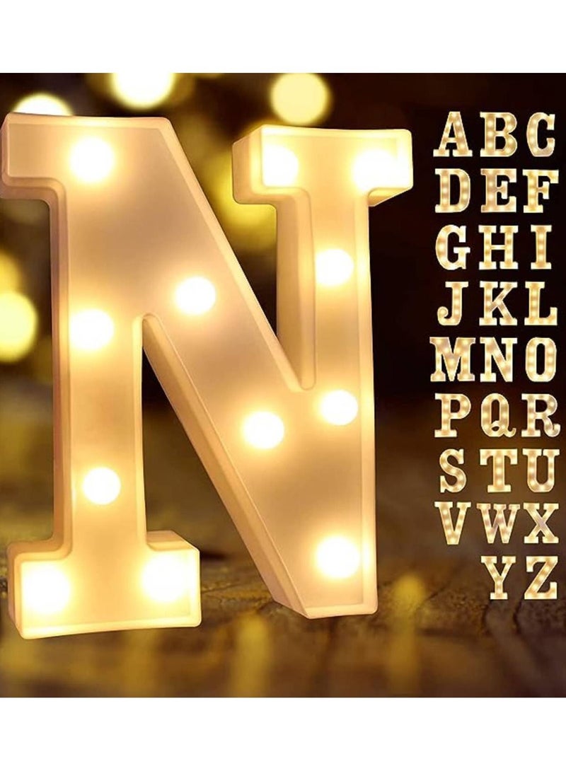 Alphabet LED Letter Lights Light Up Plastic Letters Standing Hanging N ( 8.54in x 7.2in x 1.7inches ) - Image 1