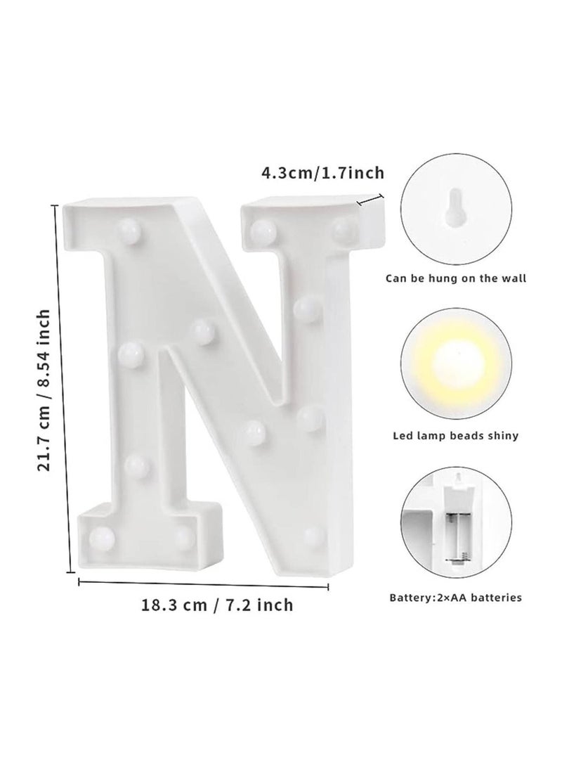 Alphabet LED Letter Lights Light Up Plastic Letters Standing Hanging N ( 8.54in x 7.2in x 1.7inches ) - Image 3