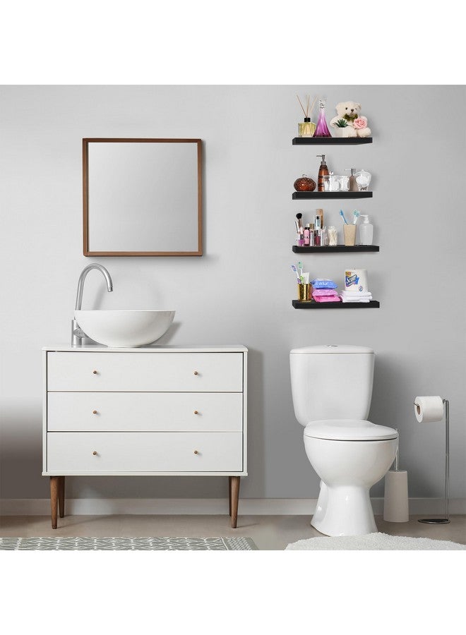 Sorbus Floating Shelves for Wall, 16" Black Bathroom Shelves Wall Mounted for Kitchen, Bedroom, Living Room, Bathroom Storage, Over Toilet, Hanging Book Shelf for Wall Home Decor (4 Pack) - Image 2