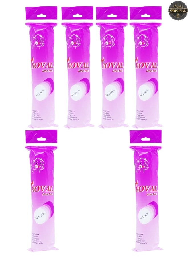 ROVAL 6 Pieces Cotton Pads 160 Pcs  - Image 1