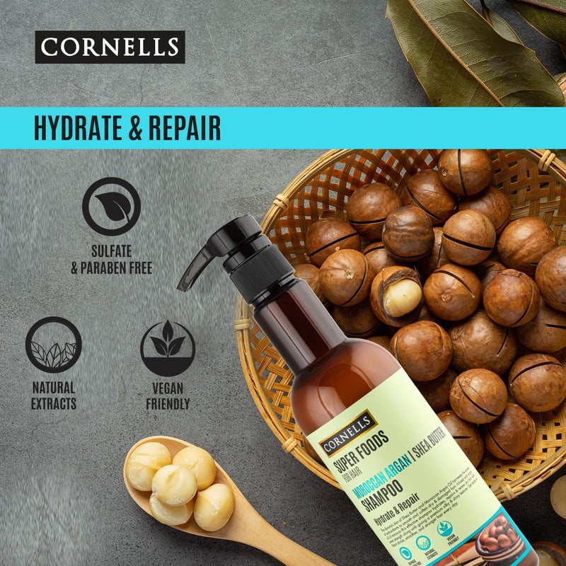 CORNELLS WELLNESS Cornells Super Foods For Hair Moroccan Argan Shea Butter Shampoo 500ml | For Men & Women | Hydrate | Repair | Sulphate & Paraben Free | Hair Care - Image 3