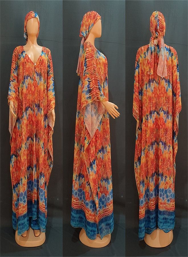 Loquat Printed Chiffon Loose Size Three Piece Set 