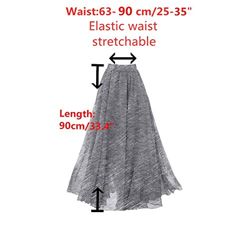Teemall Women's Ankle Chiffon Long Skirt A-line Retro Skirts Pleated Beach Maxi Skirt (Light Purple) - Image 2