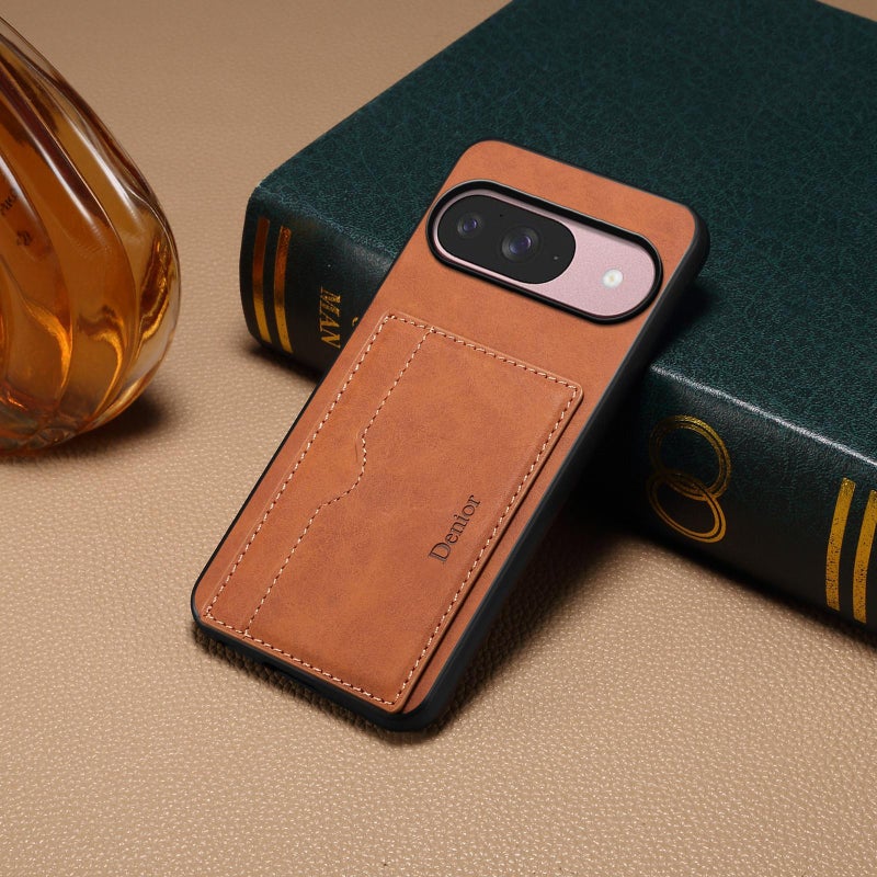 Denior For Google Pixel 10 Pro / Pixel 10 D08 Pu Single Card Slot Holder Phone Case(Brown) - Image 2