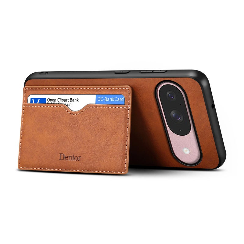 Denior For Google Pixel 10 Pro / Pixel 10 D08 Pu Single Card Slot Holder Phone Case(Brown) - Image 4