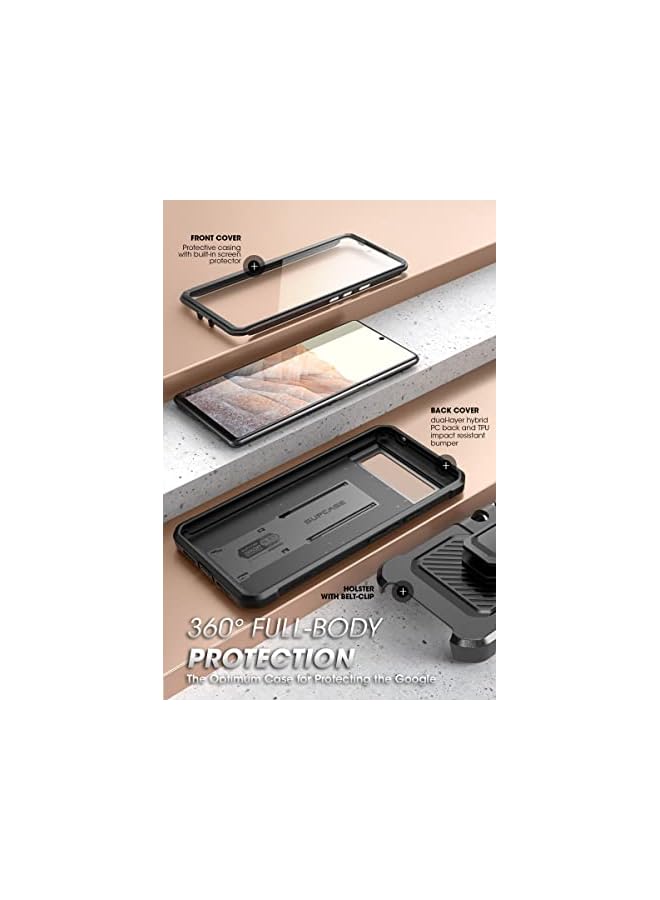 SupCase Unicorn Beetle Pro Series Case for Google Pixel 6A (2022 Release), Full-Body Rugged Belt-Clip & Kickstand Case with Built-in Screen Protector (Black) - Image 2