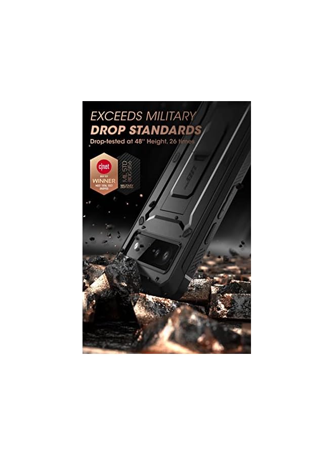 SupCase Unicorn Beetle Pro Series Case for Google Pixel 6A (2022 Release), Full-Body Rugged Belt-Clip & Kickstand Case with Built-in Screen Protector (Black) - Image 3