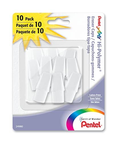 Pentel Arts Hi-Polymer White Cap Erasers, Pack of 10 (ZEH02PABP10) - Image 5
