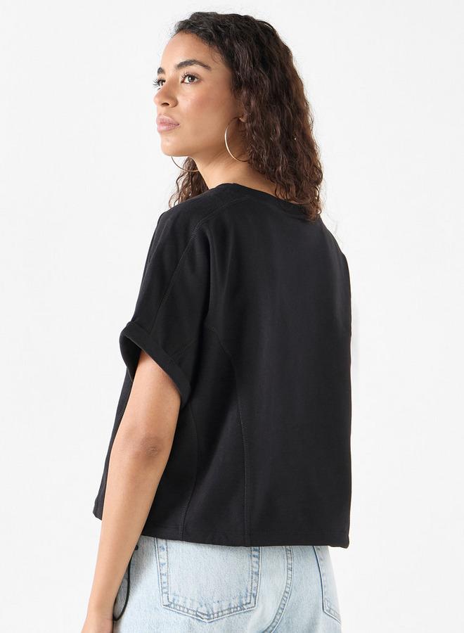 SP Characters Metallica Detail Crew Neck T-shirt with Short Sleeves - Image 3