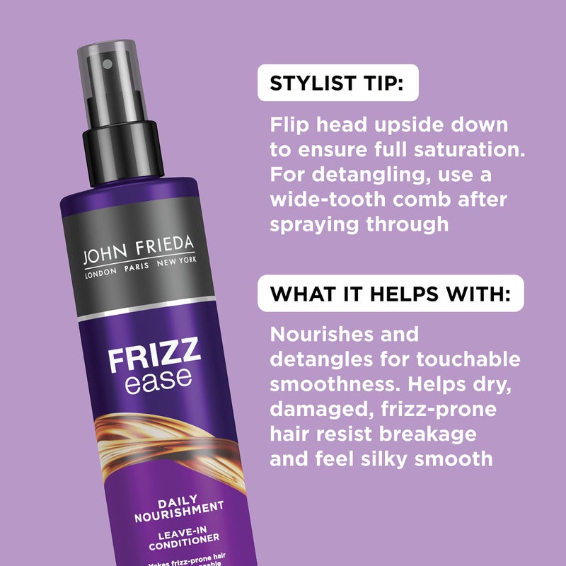John Frieda Frizz Ease Daily Nourishment Leave-In Conditioner, Detangles Frizzy, Damaged Hair, Reduces Breakage, Protects Against Heat, with Vitamins A, C, E & Green Tea Extract, 8 Oz - Image 5