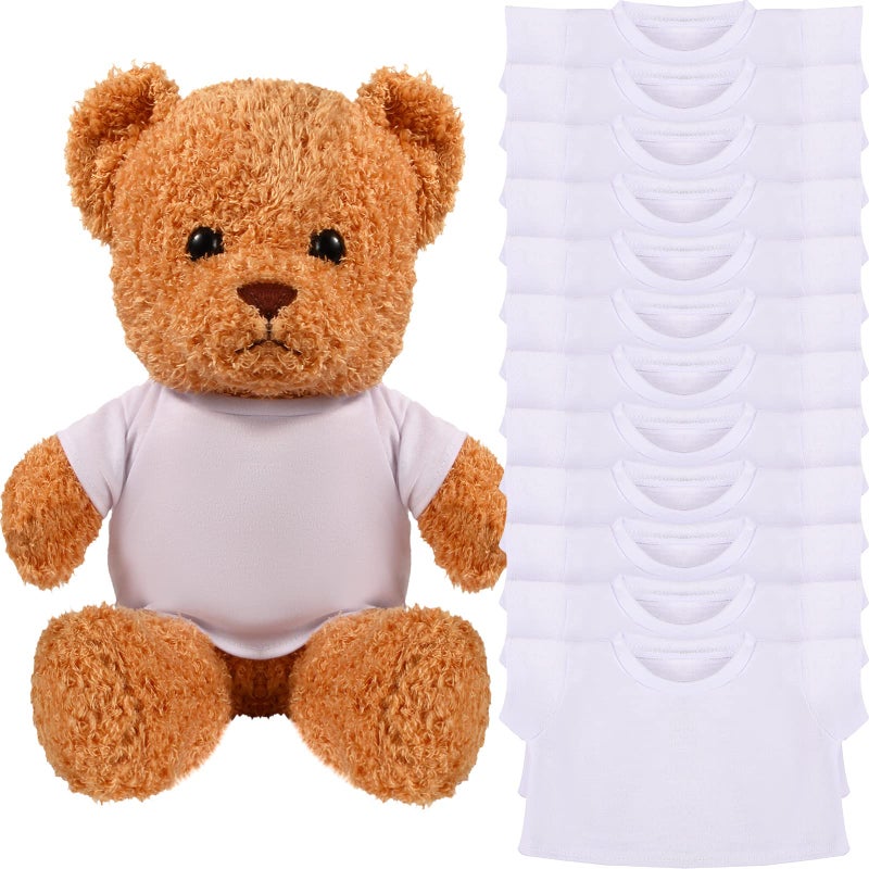 Skylety 12 Pcs DIY Bear Shirts Plush Bear Clothes Basic Tee Shirt Classic Toy Clothes Crew Neck Stuffed Animal Fit 14 to 18 Inches Stuffed Dolls GiftsWhite - Image 2