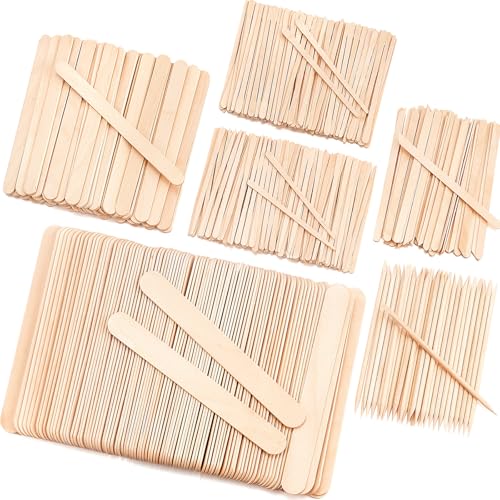 EWVVSS 6 Style 500 Pcs Wax Sticks Assorted Wax Applicator Sticks For Body Legs Face With Small Medium Large Sizes Wood Popsicle Sticks For Waxing Or Craft Sticks - Image 1
