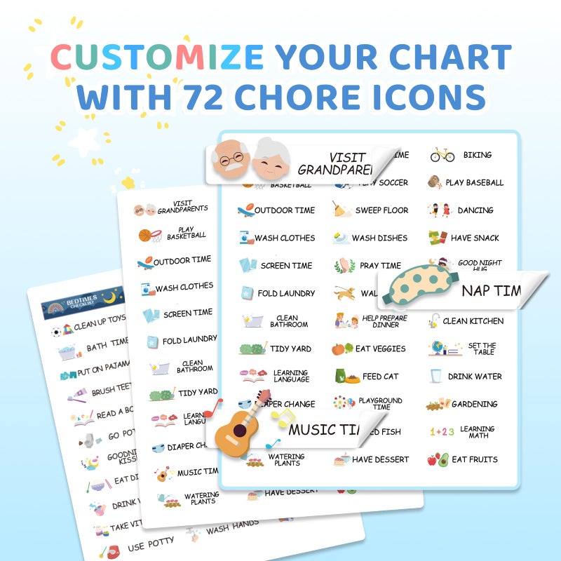 CustomMaster 3 in 1 Bedtime/Morning/Daily Routine Chart for Kids, Magnetic Chore Chart for Kid, Visual Schedule for Kid Toddlers - Image 4