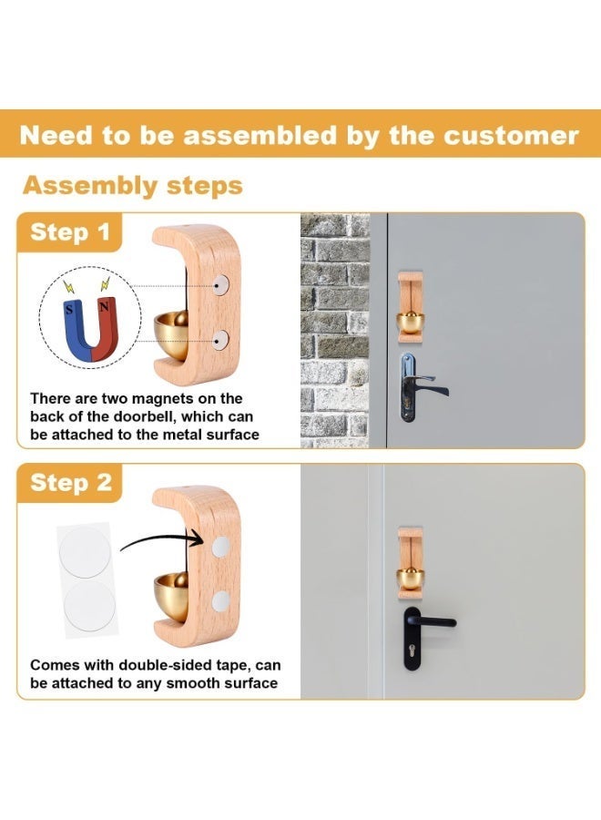 OSHIMA Artisan Shopkeepers Bell Doorbell for Door Openingc, Wooden Shopkeepers Bell Magnetic Door Chime Bell, Hanging Jingle Bells Metal Doorbell for Front Porch Wall Garden Shop Housewarming Gift - Image 4